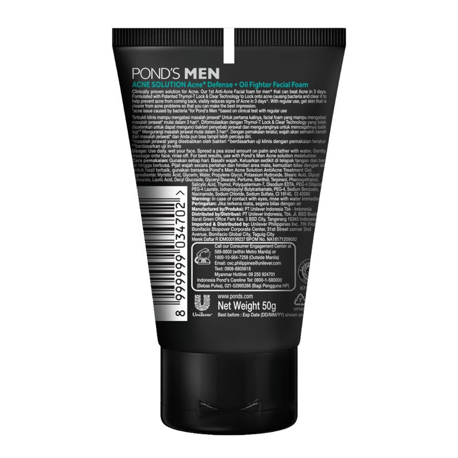 Ponds Men Facial Foam Sabun Muka Pembersih Wajah Ance Solution 100G - 3