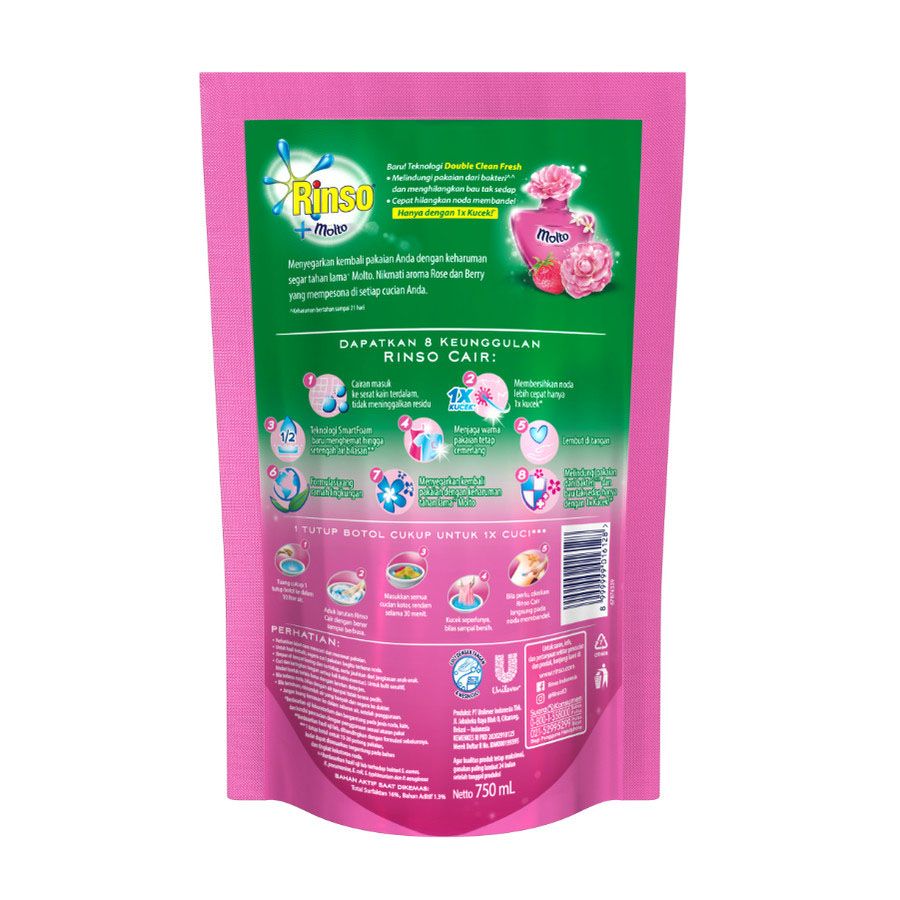 Rinso Molto Deterjen Cair Pink 750Ml - 2