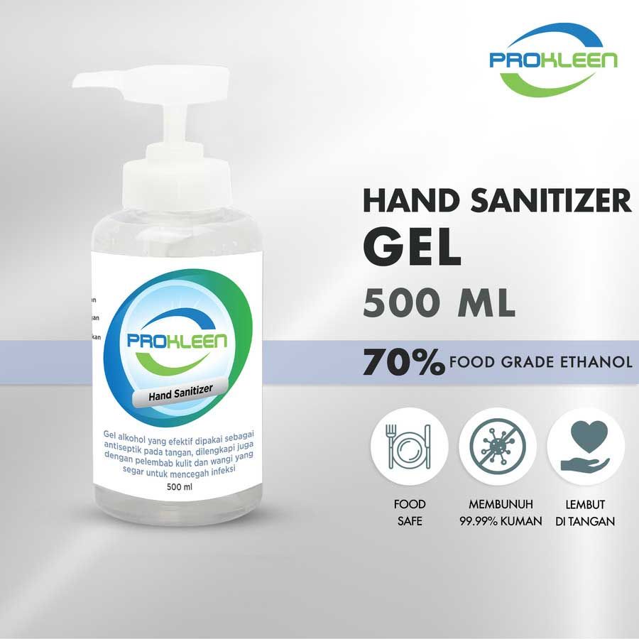 Prokleen Hand Sanitizer 70% Antiseptic Gel Antiseptik Food Grade 500mL - 1