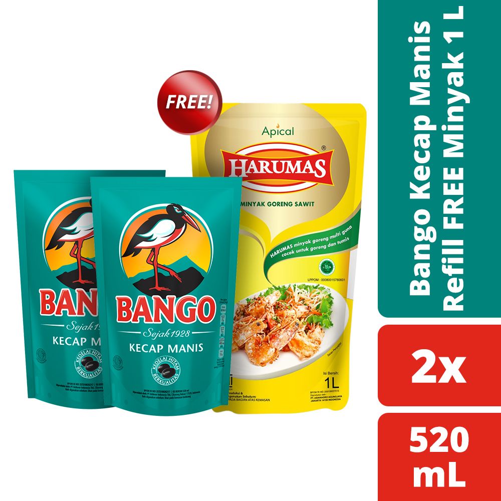 Bango Kecap Manis Refill 520Ml 2X Free Minyak 1L - 1