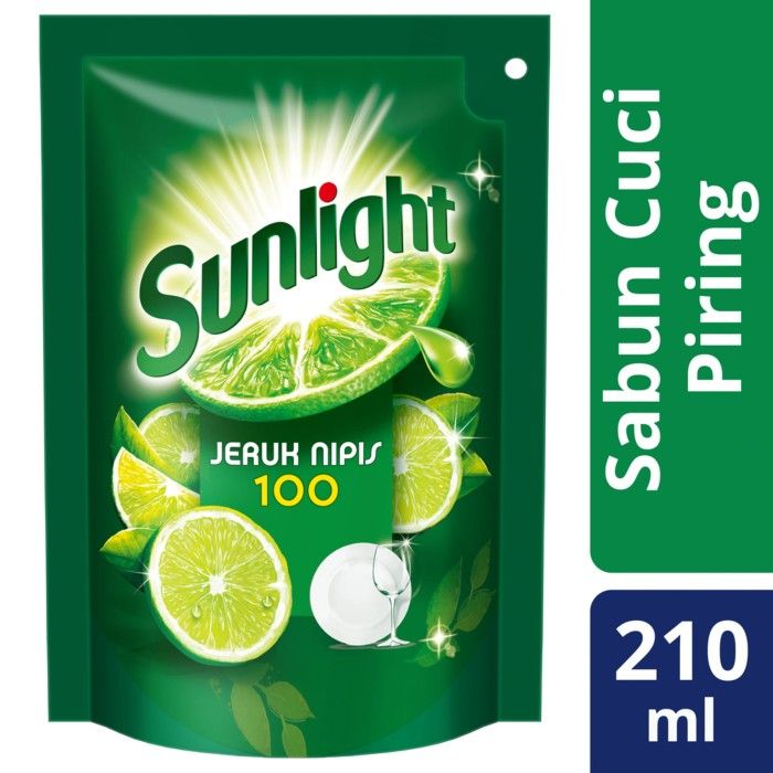 Sunlight Sabun Cuci Piring Jeruk Nipis Refill 210ml - 1