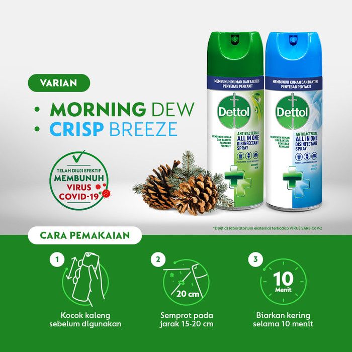 Dettol Disinfektan Spray Morning Dew 225ml - 4