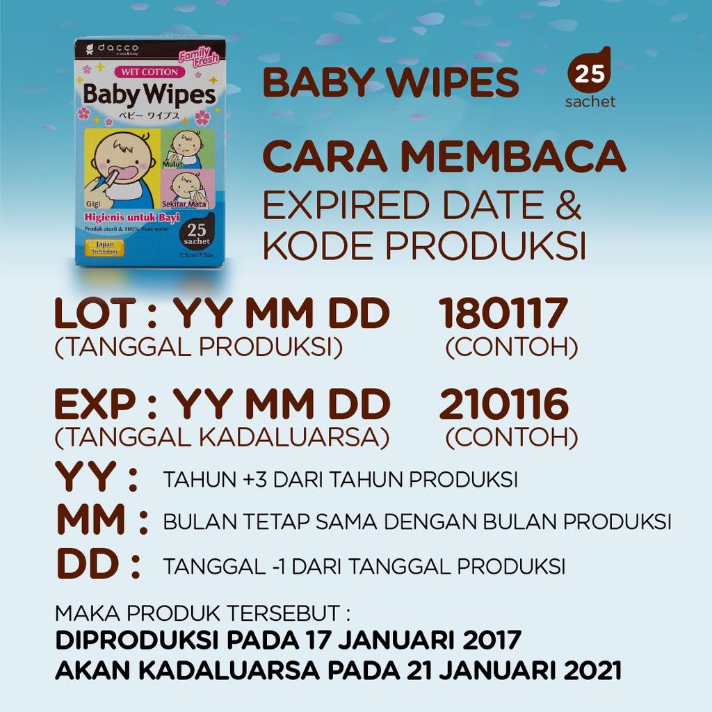 Dacco Baby Wipes Isi 25 Sachet Tisu Basah Bayi - 1
