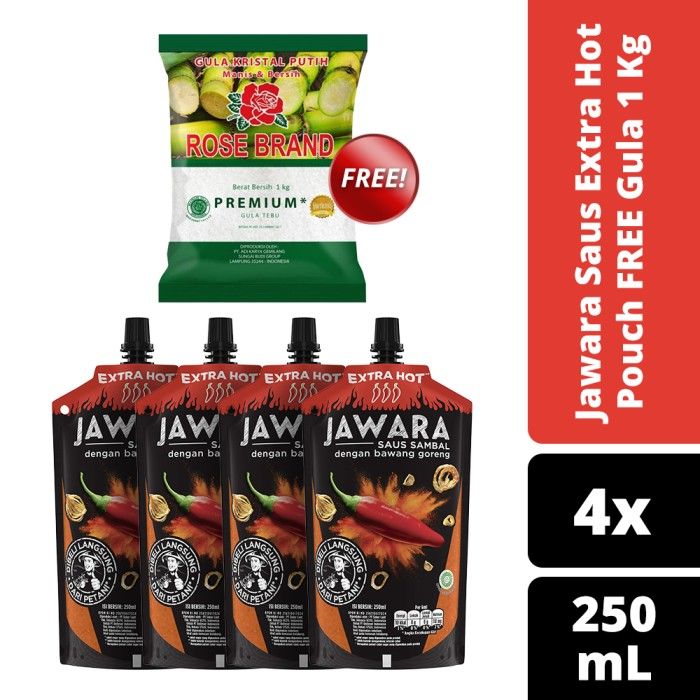 Jawara Saus Extra Hot Pouch 250Ml Free Gula 1kg - 1