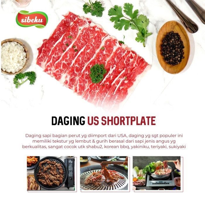 Daging Sapi Beef Slice ShortPlate Halal 500 gram Frozen Food Import US - 3