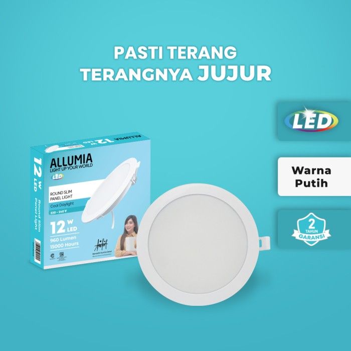 Lampu LED Downlight Round Panel Slim 12 Watt Putih - 4