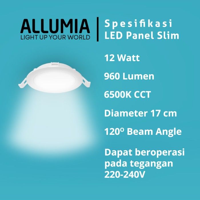 Lampu LED Downlight Round Panel Slim 12 Watt Putih - 3