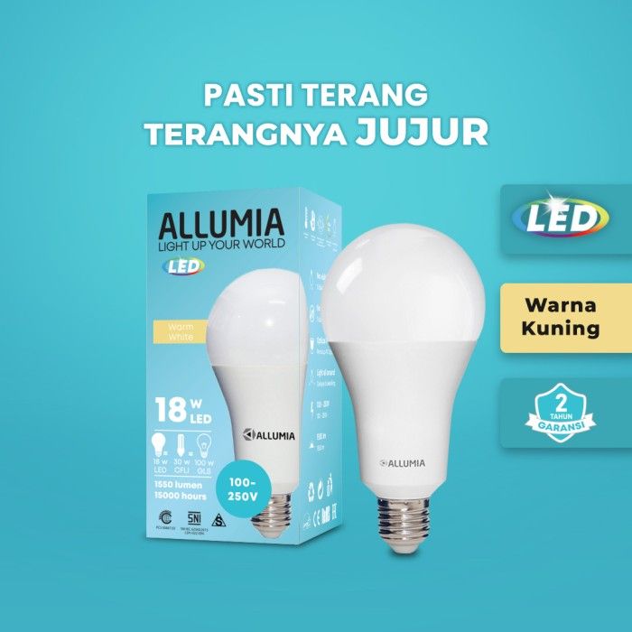 Allumia 18 Watt Lampu Bohlam LED Bulb 3000k Kuning (Warm White) - 4