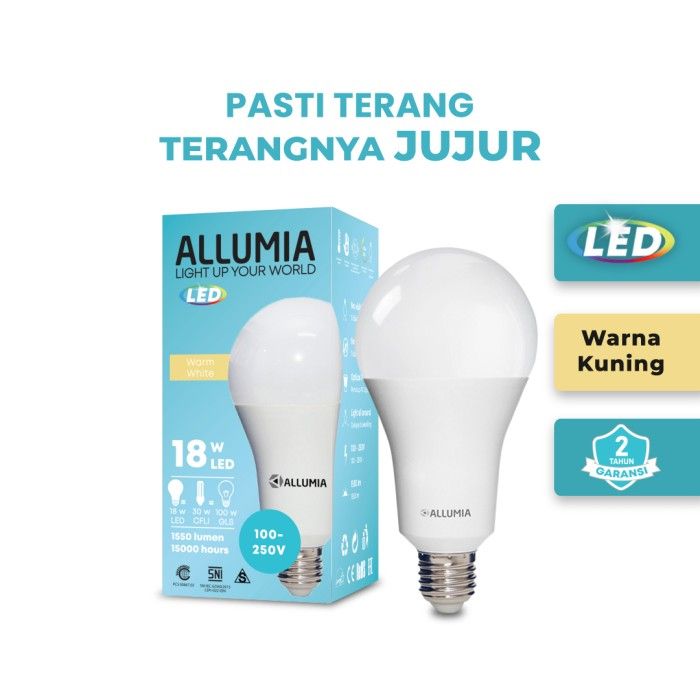 Allumia 18 Watt Lampu Bohlam LED Bulb 3000k Kuning (Warm White) - 5