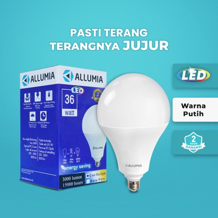 Allumia 36 Watt Lampu Bohlam LED Bulb 6500k Putih (Cool White) - 4