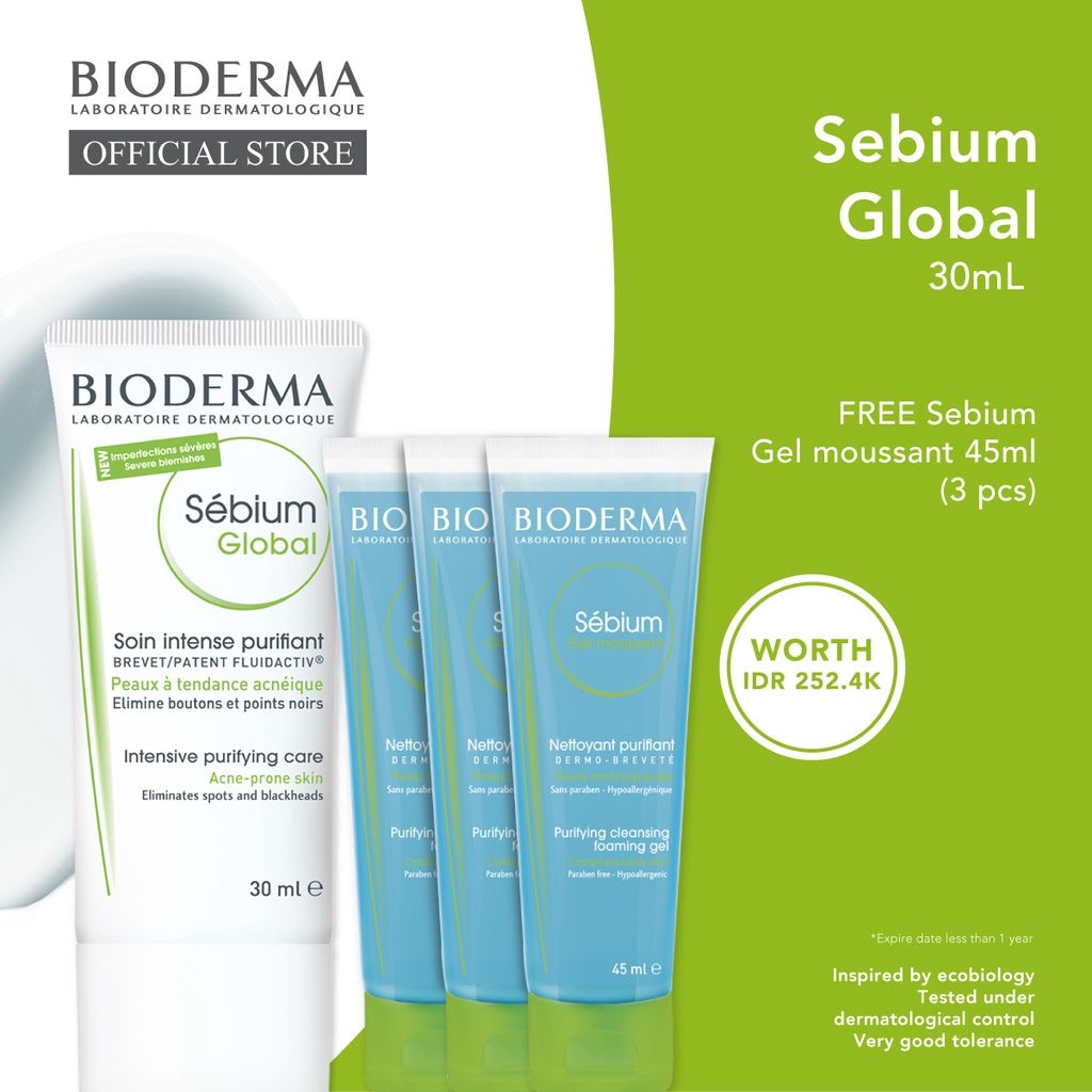 Bioderma Sebium Global FREE Sebium Gel Moussant 3 x 45 ml - 1