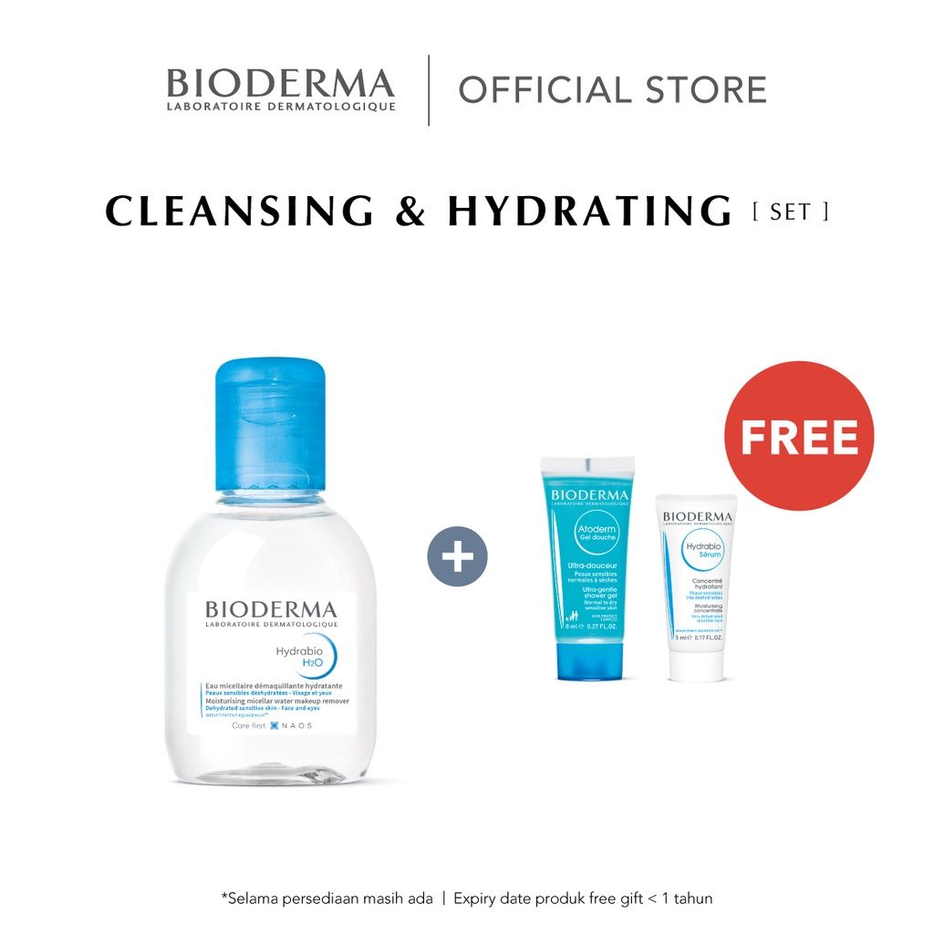 Bioderma Hydrabio H2O Micellar Water Cleansing & Hydrating 100ml [set] - 1