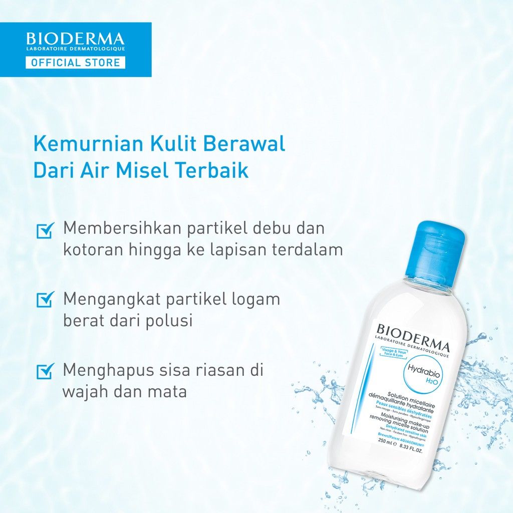 Bioderma Hydrabio H2O 250 ml - Micellar Water untuk Kulit Dehidrasi / Kering Dan Sensitif - 3