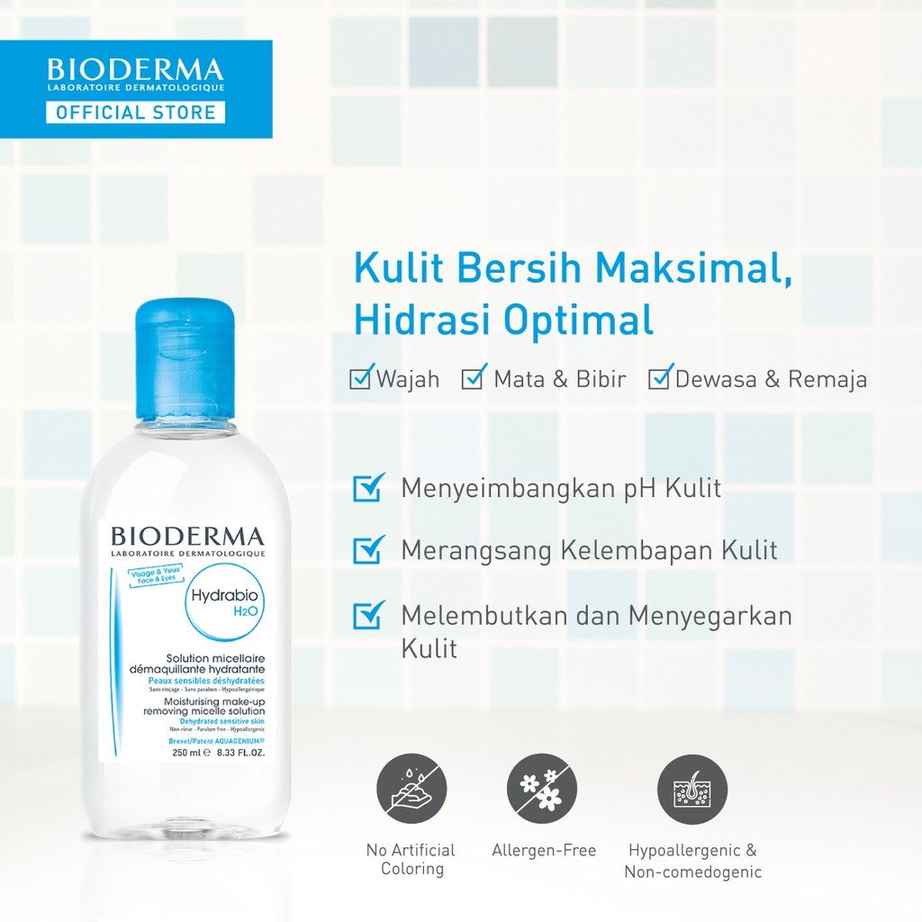 Bioderma Hydrabio H2O 250 ml - Micellar Water untuk Kulit Dehidrasi / Kering Dan Sensitif - 4