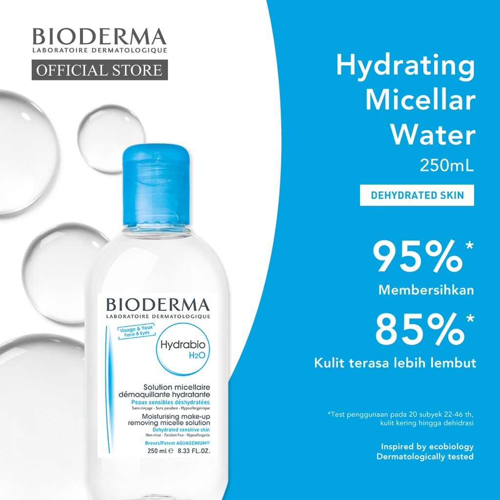 Bioderma Hydrabio H2O 250 ml - Micellar Water untuk Kulit Dehidrasi / Kering Dan Sensitif - 1
