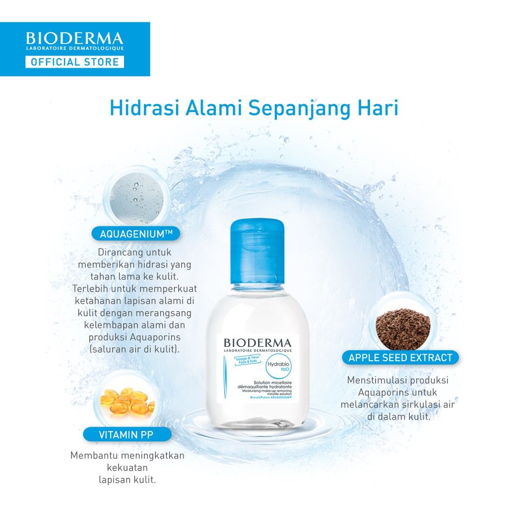 Bioderma Hydrabio H2O 100 ml - Micellar Water untuk Kulit Dehidrasi / Kering Dan Sensitif - 2