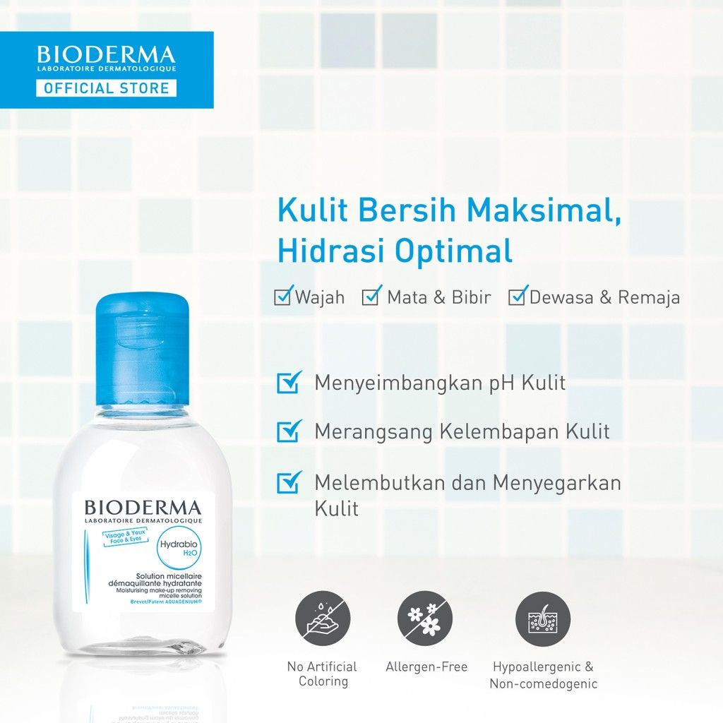 Bioderma Hydrabio H2O 100 ml - Micellar Water untuk Kulit Dehidrasi / Kering Dan Sensitif - 3