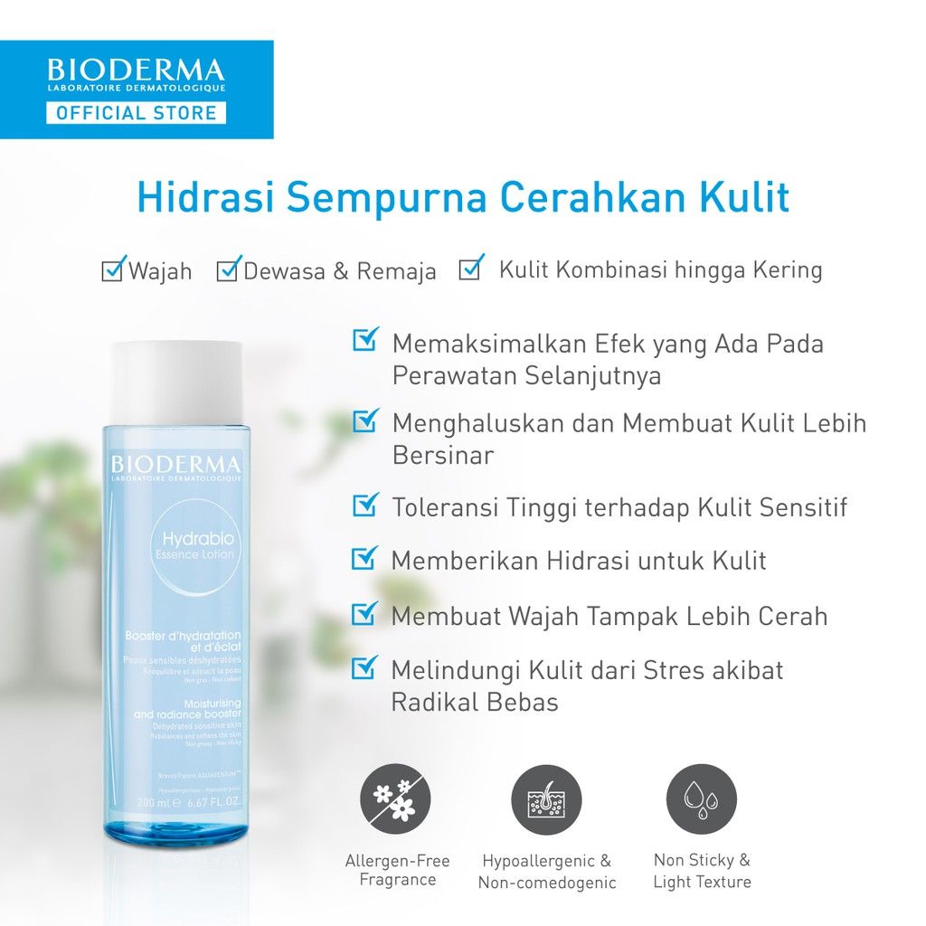 Bioderma Hydrabio Essence Lotion 200 ml - Toner Essence untuk Kulit Dehidrasi / Kering Dan Sensitif - 3