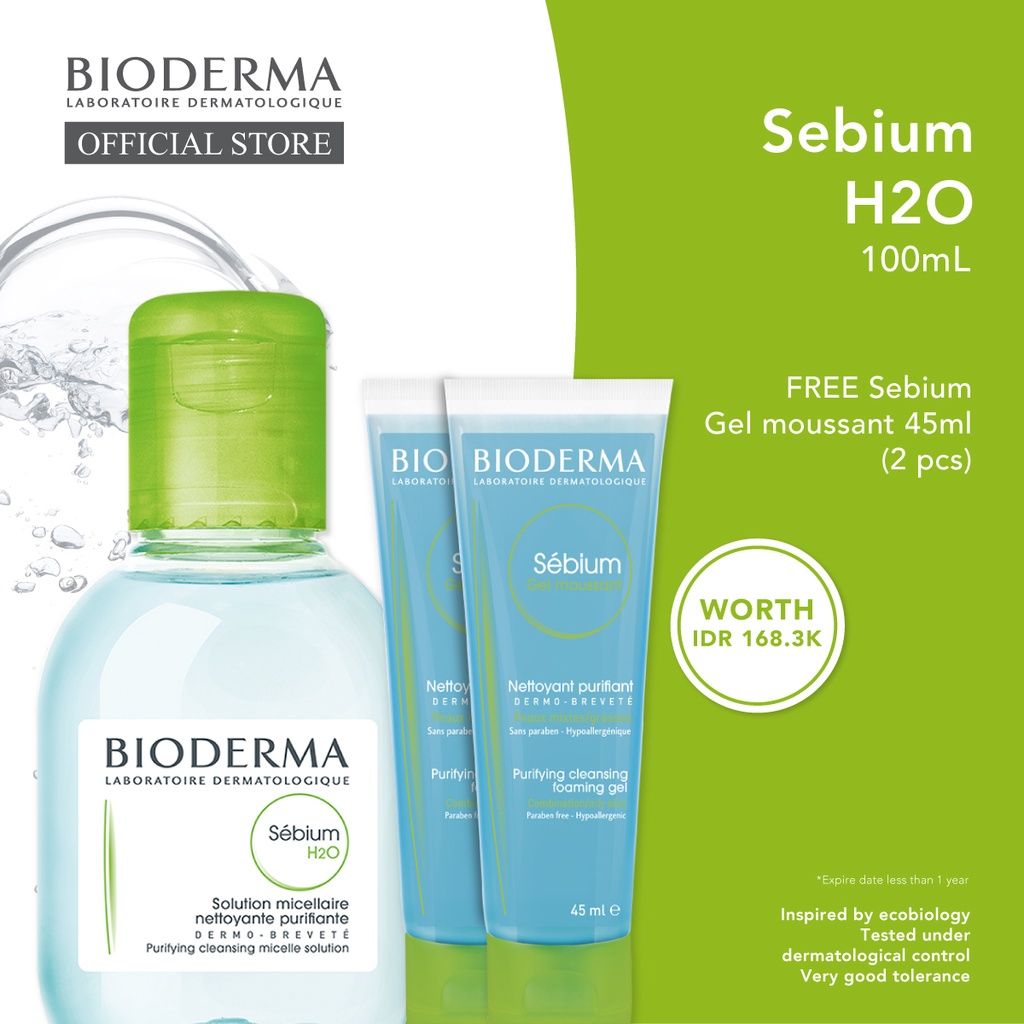 Bioderma Sebium H2O 100 ml FREE Sebium Gel Moussant 2 x 45 ml - 1