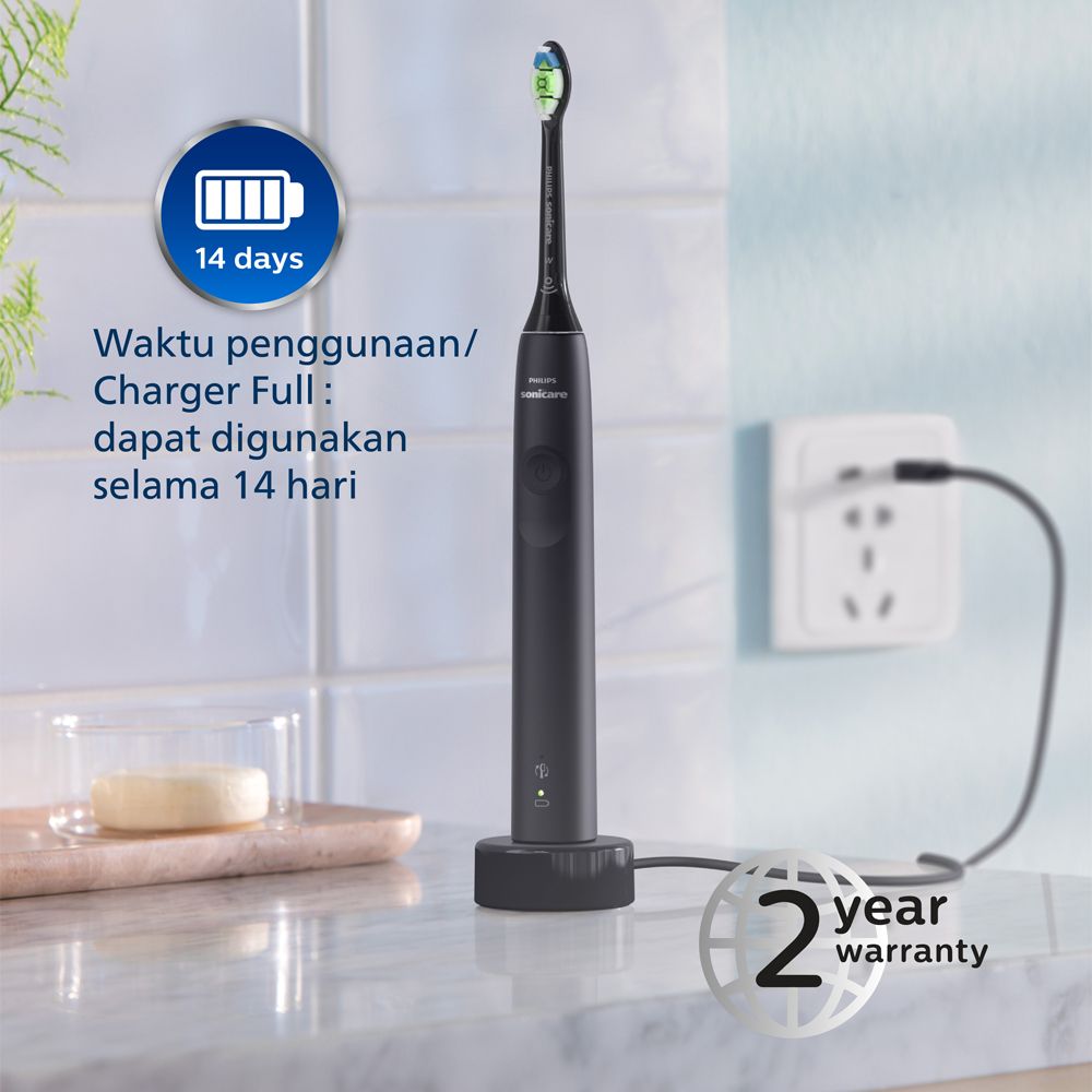 Philips Sonicare Electric Toothbrush 3000 Blk HX3671/54 Sikat Gigi - 5