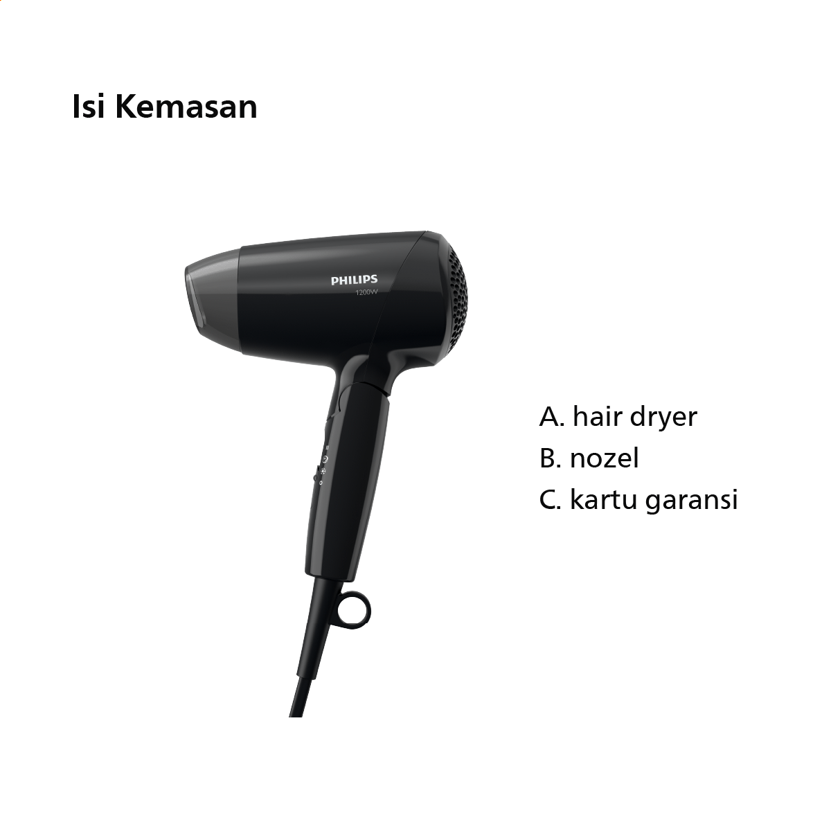 Philips Hair Dryer Essential Care BHC010/12 Pengering Rambut - 2