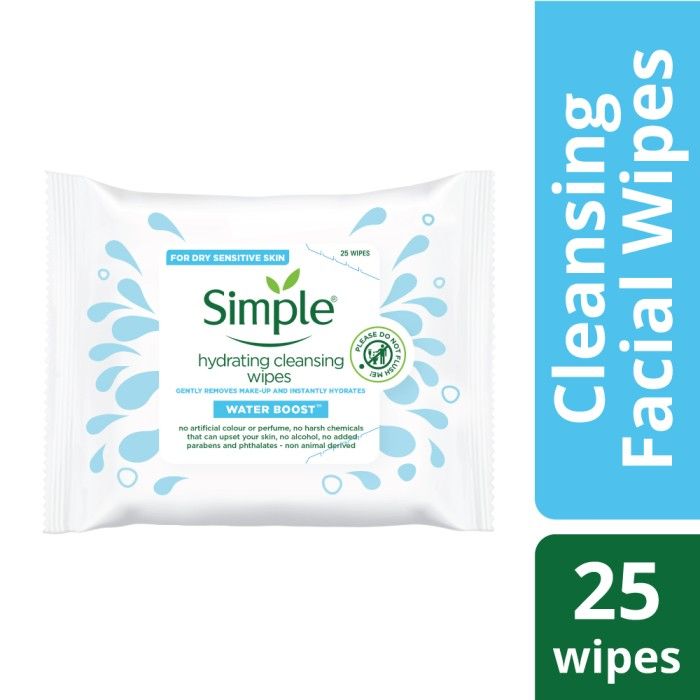 Simple Water Boost Hydrating Cleansing Wipes 25s - 1