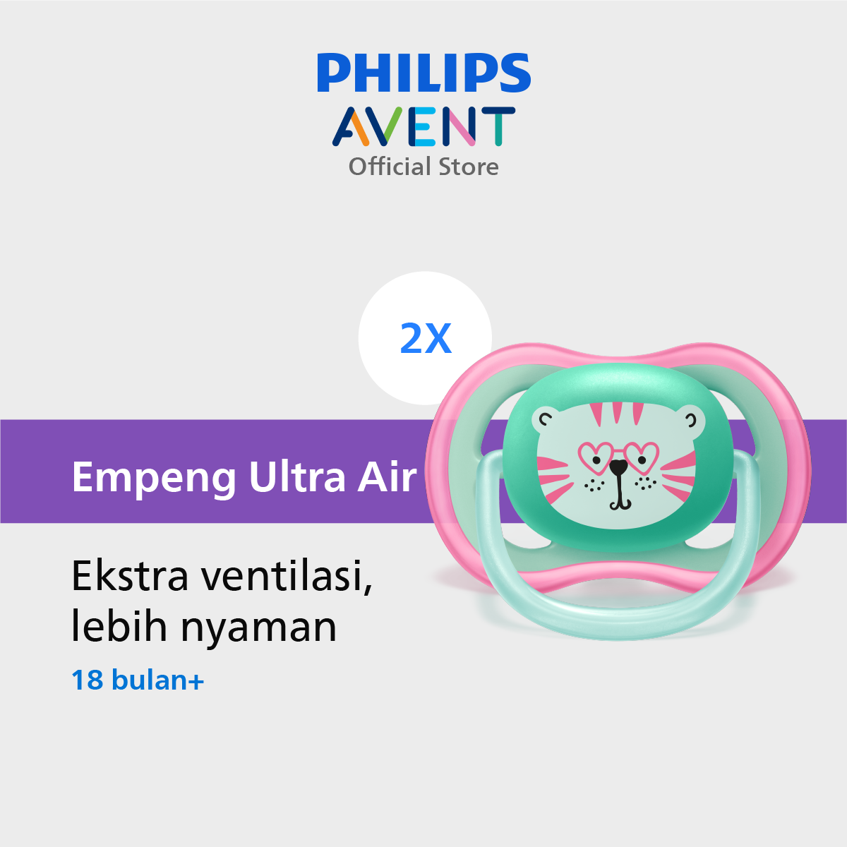 Philips Avent Soother Ultra Air 18m+ SCF349/13 Pacifer Empeng Dot Bayi - 1