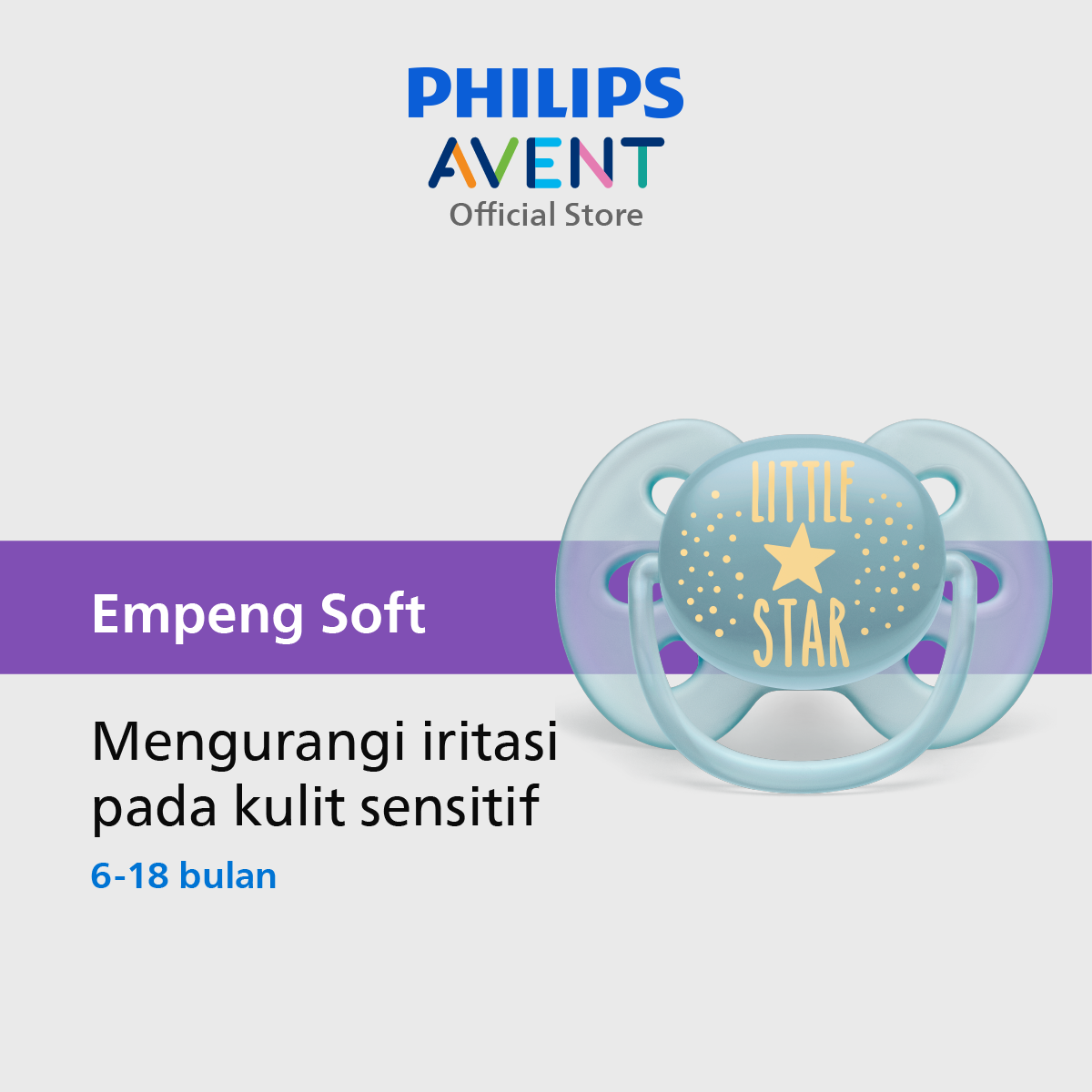 Philips Avent Soother Soft 6-18m Boy 1P SCF528/01 Pacifer Empeng Bayi - 1