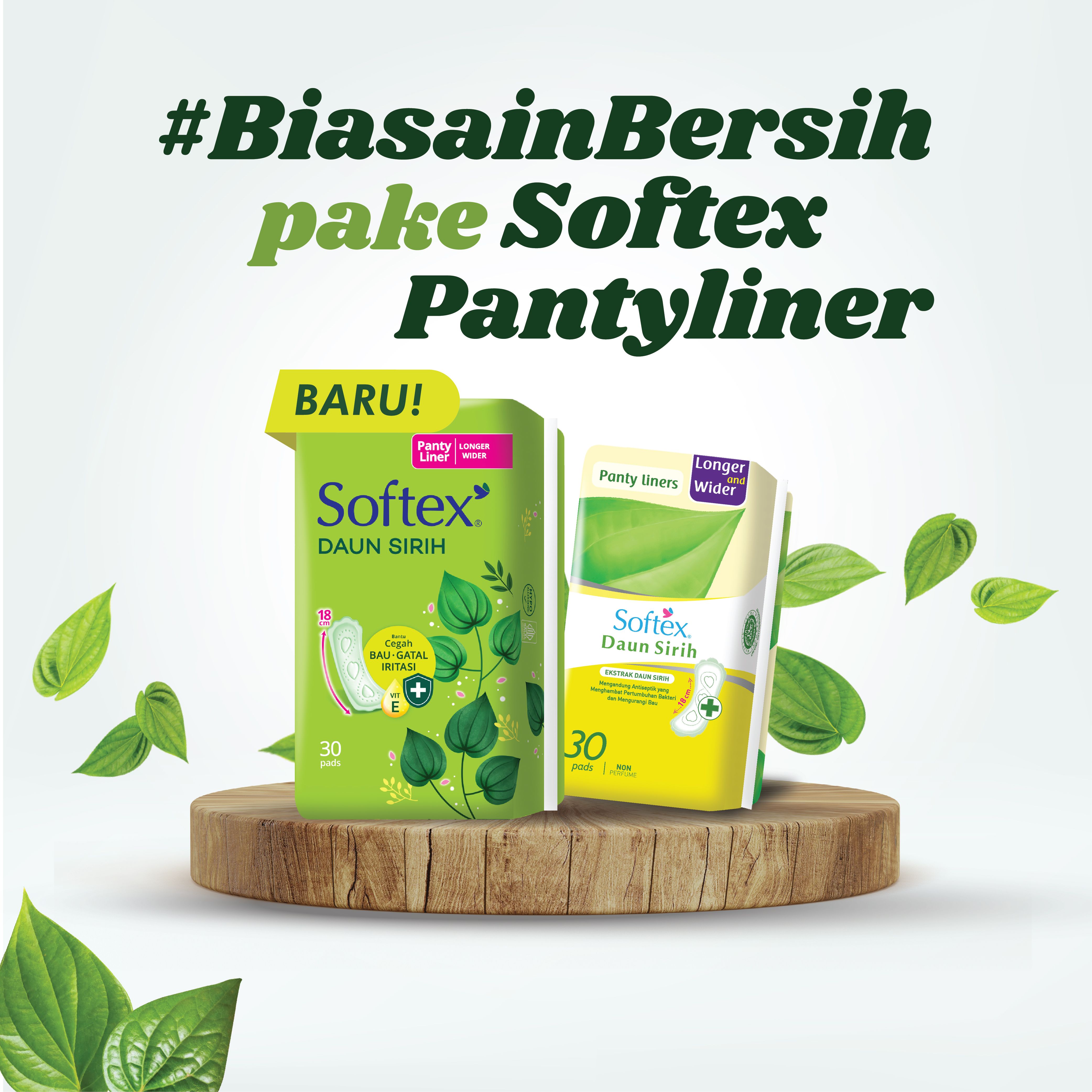 Pantyliner Softex Daun Sirih + Vitamin E Longer & Wider isi 30 pads - 3