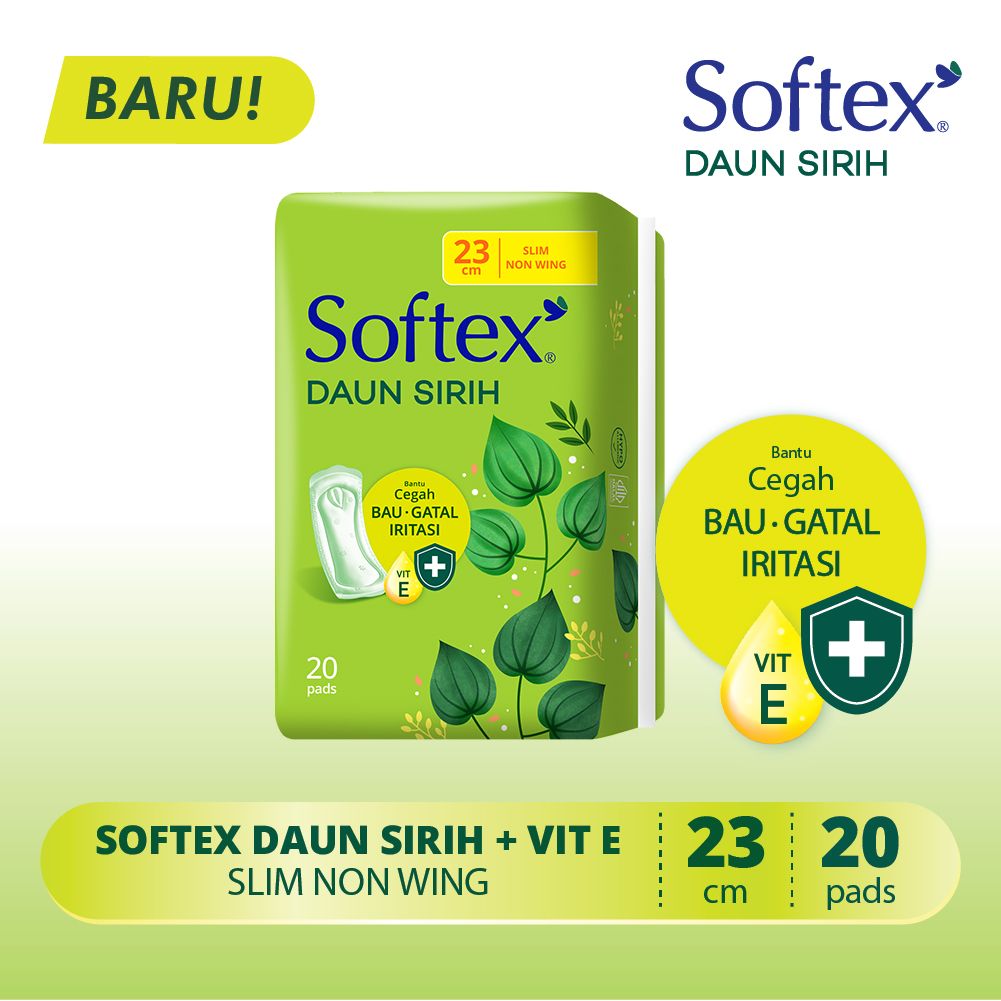 Softex Daun Sirih + Vitamin E Non Wing 23Cm 20s - Pembalut Daun Sirih Siang - 1