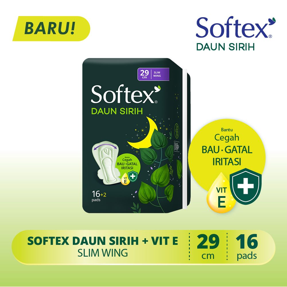 Softex Daun Sirih + Vitamin E 29Cm isi 16+2 pads - 1