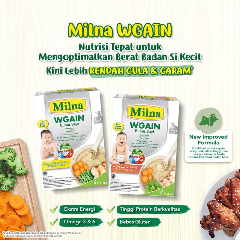 Milna Bubur Bayi Wgain 8+ Bln Ayam Wortel Brokoli 120gr - 2