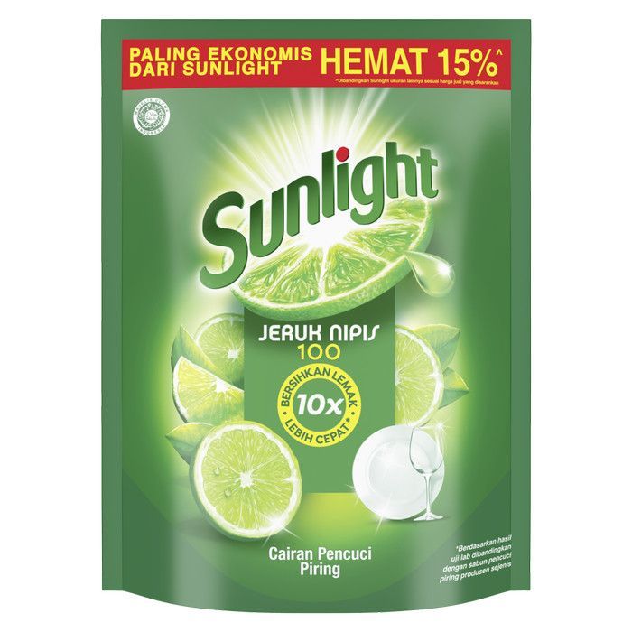 Sunlight Sabun Cuci Piring Lime Jeruk Nipis Refill Pouch 910 ml - 1