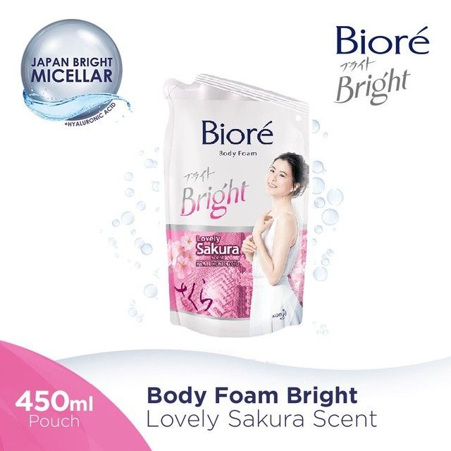 Sabun Mandi Cair Biore Body Foam Bright Lovely Sakura Pink 450 ml Refill Pouch - 2