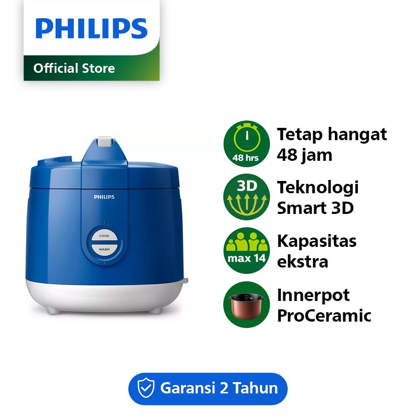 Philips Rice Cooker 2L - Premium Blue HD3131/31 - 1