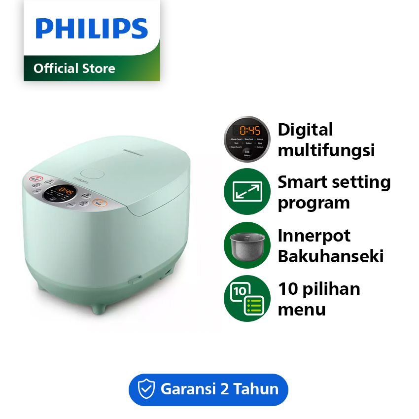 Philips Digital Rice Cooker 1.8 L HD4515/85 Dessert Green - 1