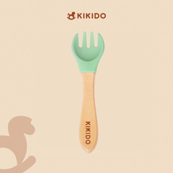 Kikido - Nomnom Bear Feeding Set Pea - Set Alat Makan Silikon Bayi - 6