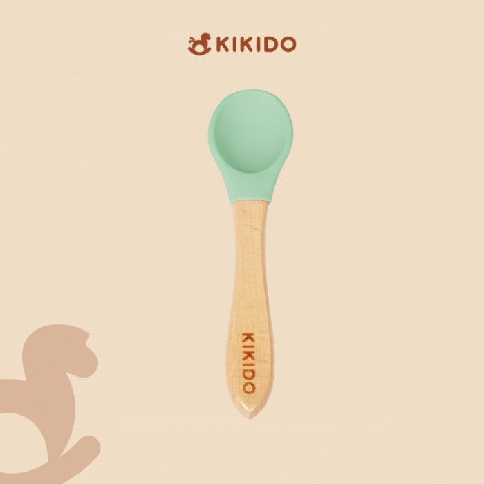 Kikido - Nomnom Bear Feeding Set Pea - Set Alat Makan Silikon Bayi - 5