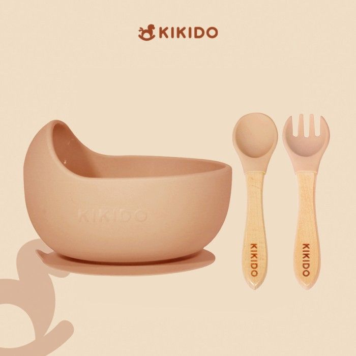 Kikido - Nomnom Feeding Set Cookie - Set Alat Makan Silikon Bayi - 3