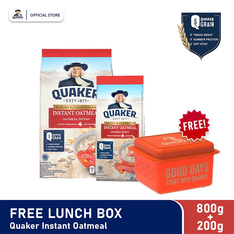 Quaker Instant Oatmeal 800g + 200g + Free Lunchbox - 1