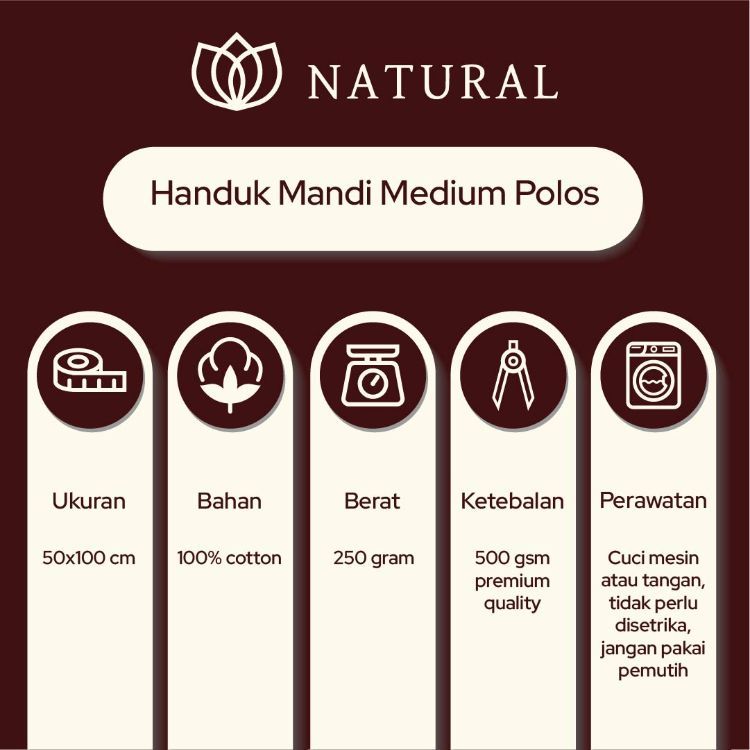 Handuk Mandi Natural by Chalmer 50x100 cm Ukuran Medium Premium - Royal Blue - 5