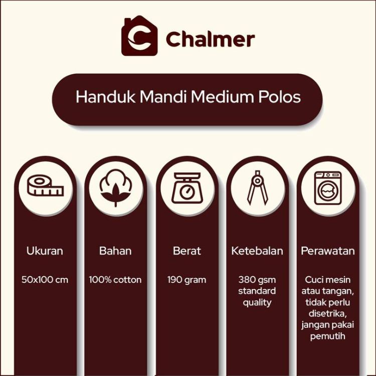 Handuk Mandi Chalmer 50x100 cm Medium Handuk Travel - Biru Sedang - 3
