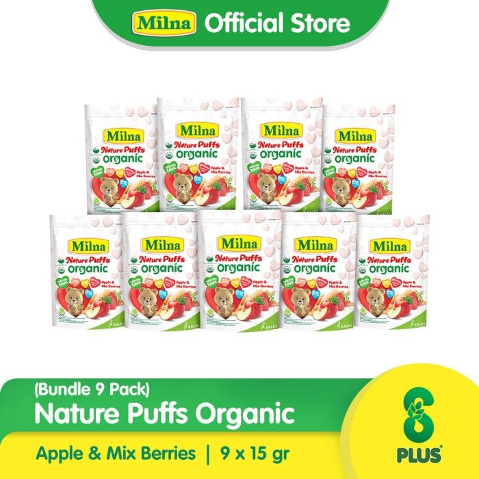 Milna Nature Puffs Organic Apple Mix Berries 15G (9 Pack) - 1