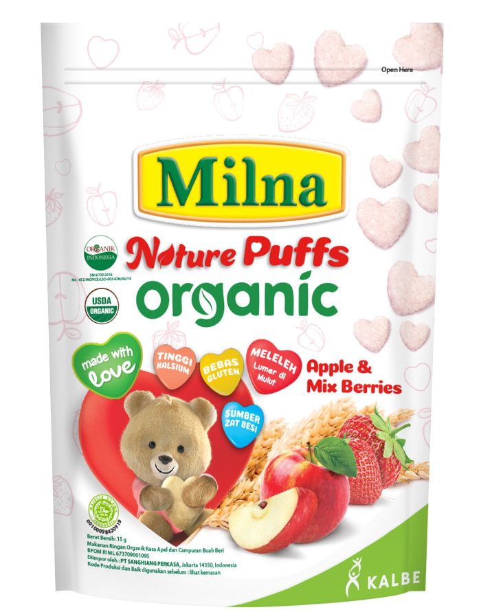 Milna Nature Puffs Organic Apple Mix Berries 15G (9 Pack) - 3
