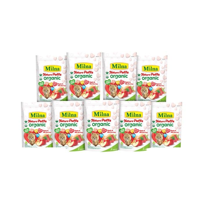 Milna Nature Puffs Organic Apple Mix Berries 15G (9 Pack) - 2