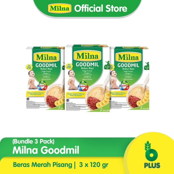 Milna Goodmil 6+ Beras Merah Pisang 120G (3 Pack) - 1