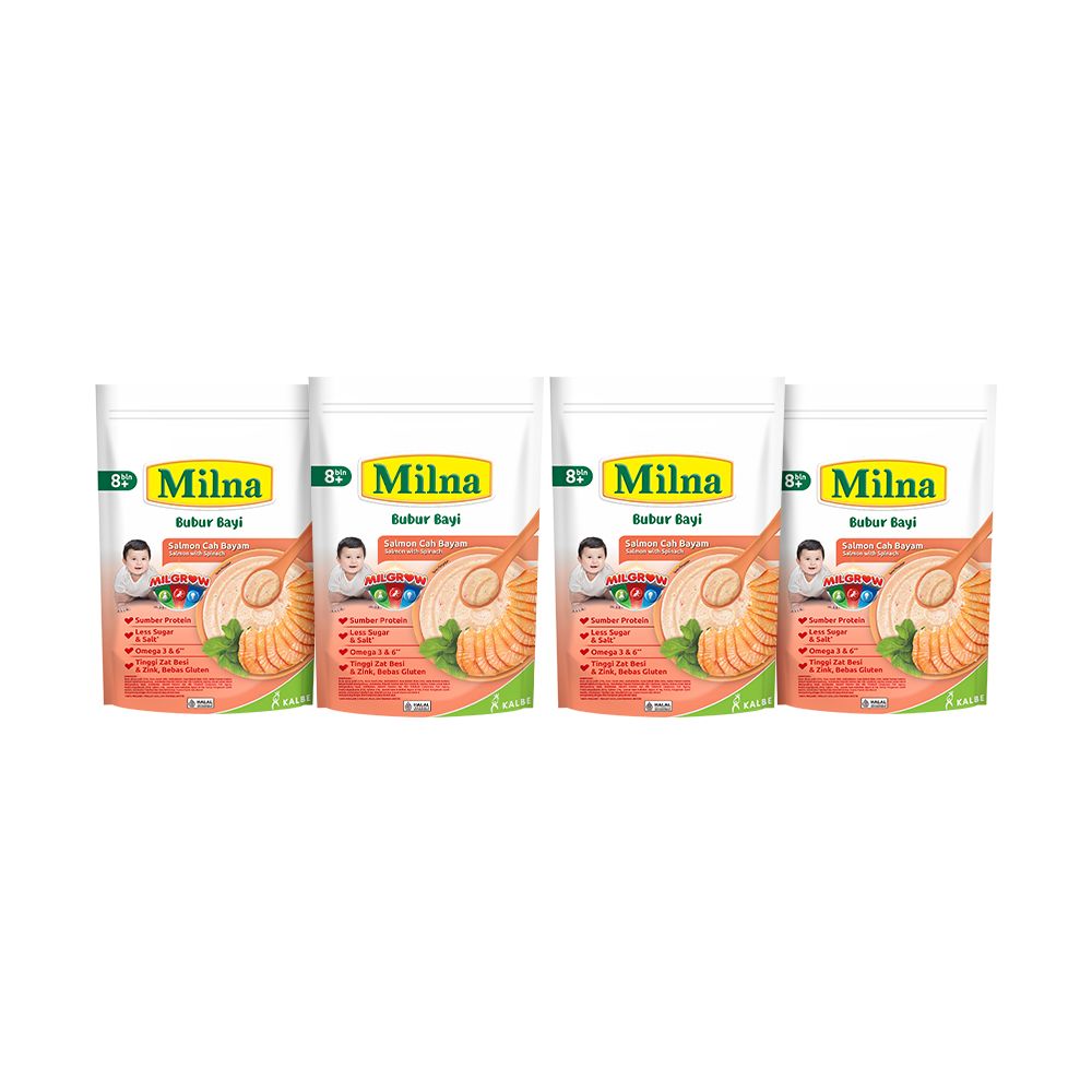Milna Bubur Reguler 8+ Salmon Bayam 100G (4 pack) - 2