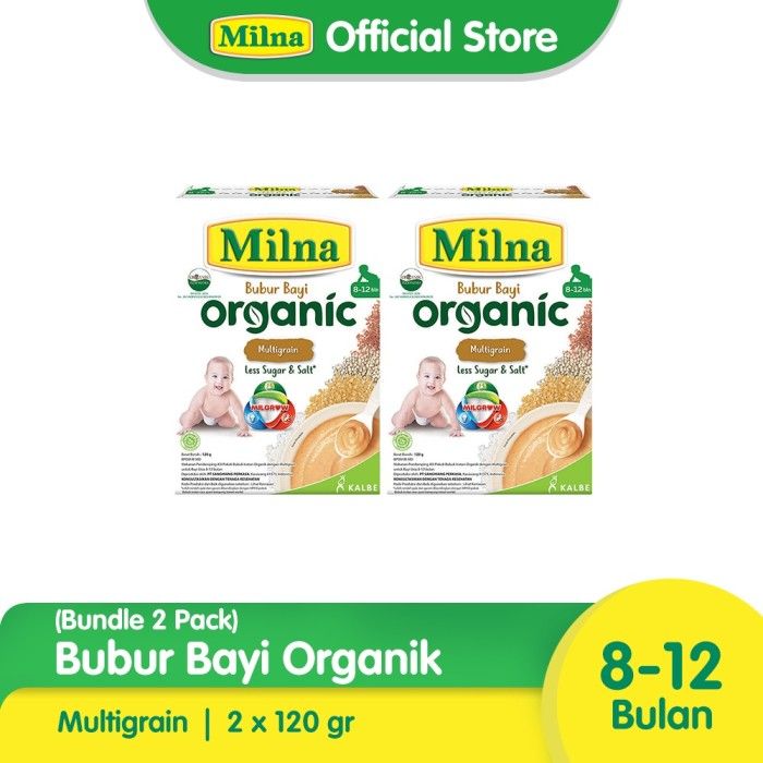 Milna Bubur Organik 8+ Multigrain 120G (2 Pack) - 1