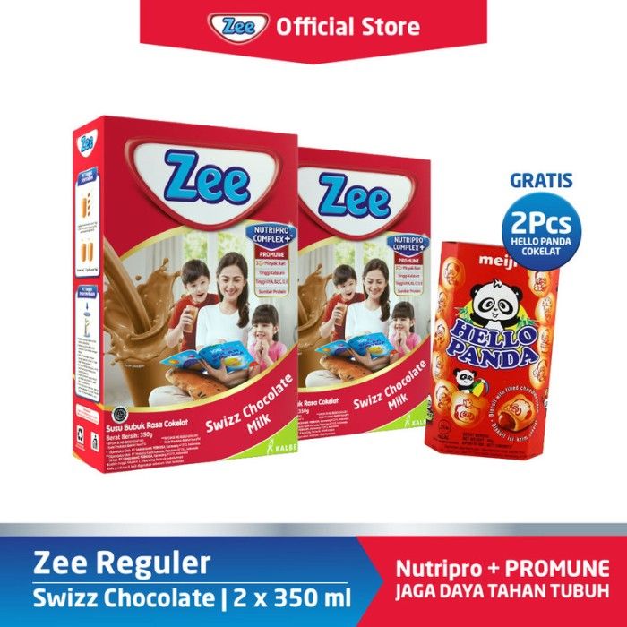 Buy 2 Zee Reguler Swizz Chocolate Milk 350 G Free 2 pcs Hello Panda - 1