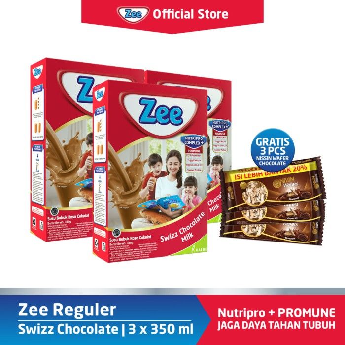 ZEE Reguler Swizz Choco Milk 350g 3pcs Free Nissin Wafer Choco - 1